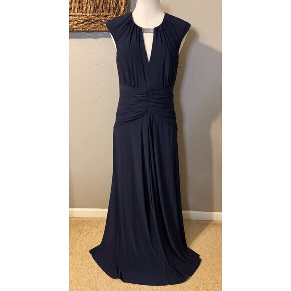 Vince Camuto Long Formal Dress 12 Blue Sleeveless Wedding Party Cruise Washable - Picture 9 of 14
